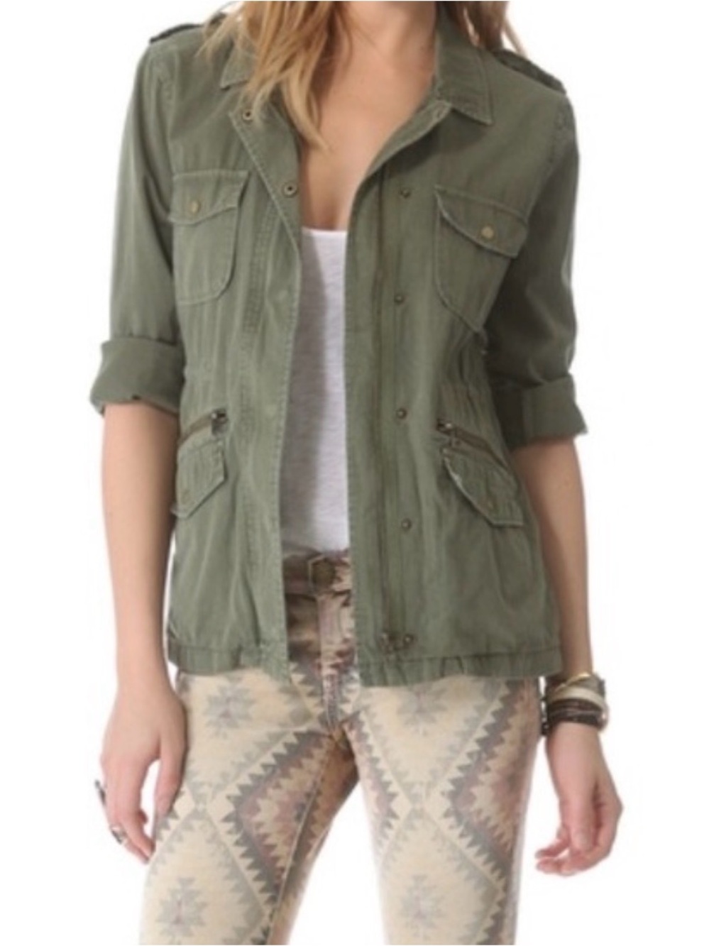 Lily Aldridge for Velvet, Olive Green Women's Utility Jacket, sz S